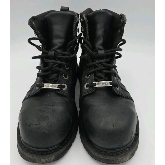 HARLEY-DAVIDSON FOOTWEAR Mens Black Leather Motorcycle Boots Sz 9.5 M  Steel Toe - Picture 3 of 9